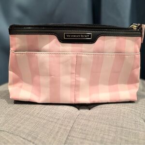 Victoria's Secret Pink and Black Striped Cosmetic Bag